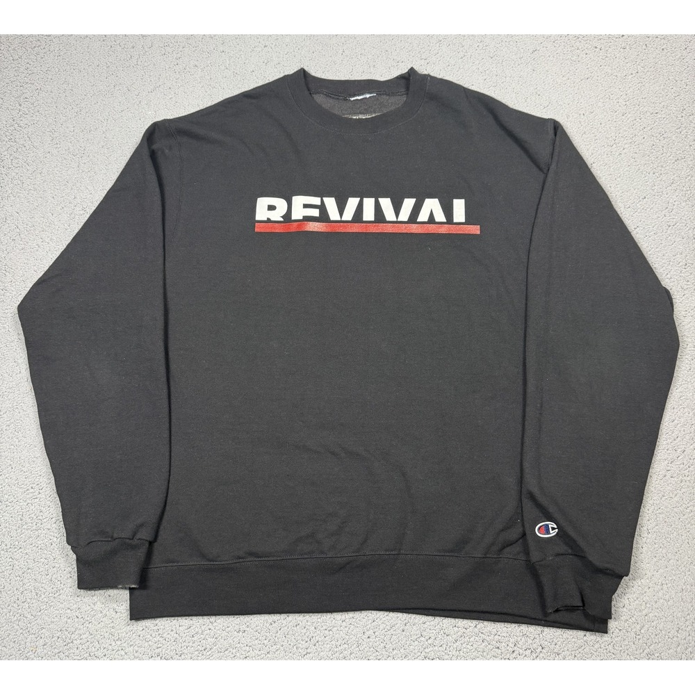 Eminem x Champion Revival Sweatshirt Mens XL Black Fleece Crewneck Pullover